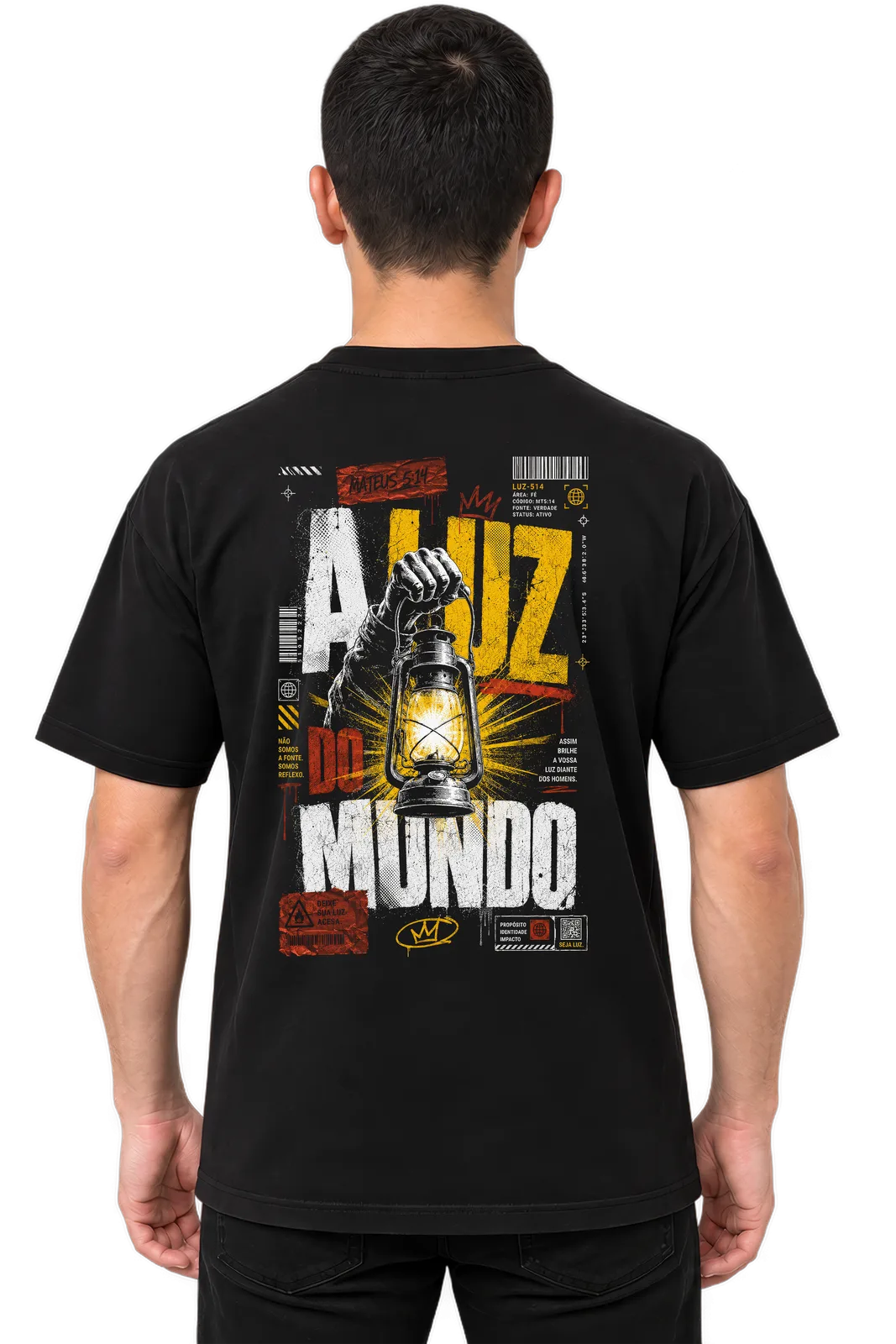 Camiseta Oversized Luz do mundo — Preta — foto 1 de 3
