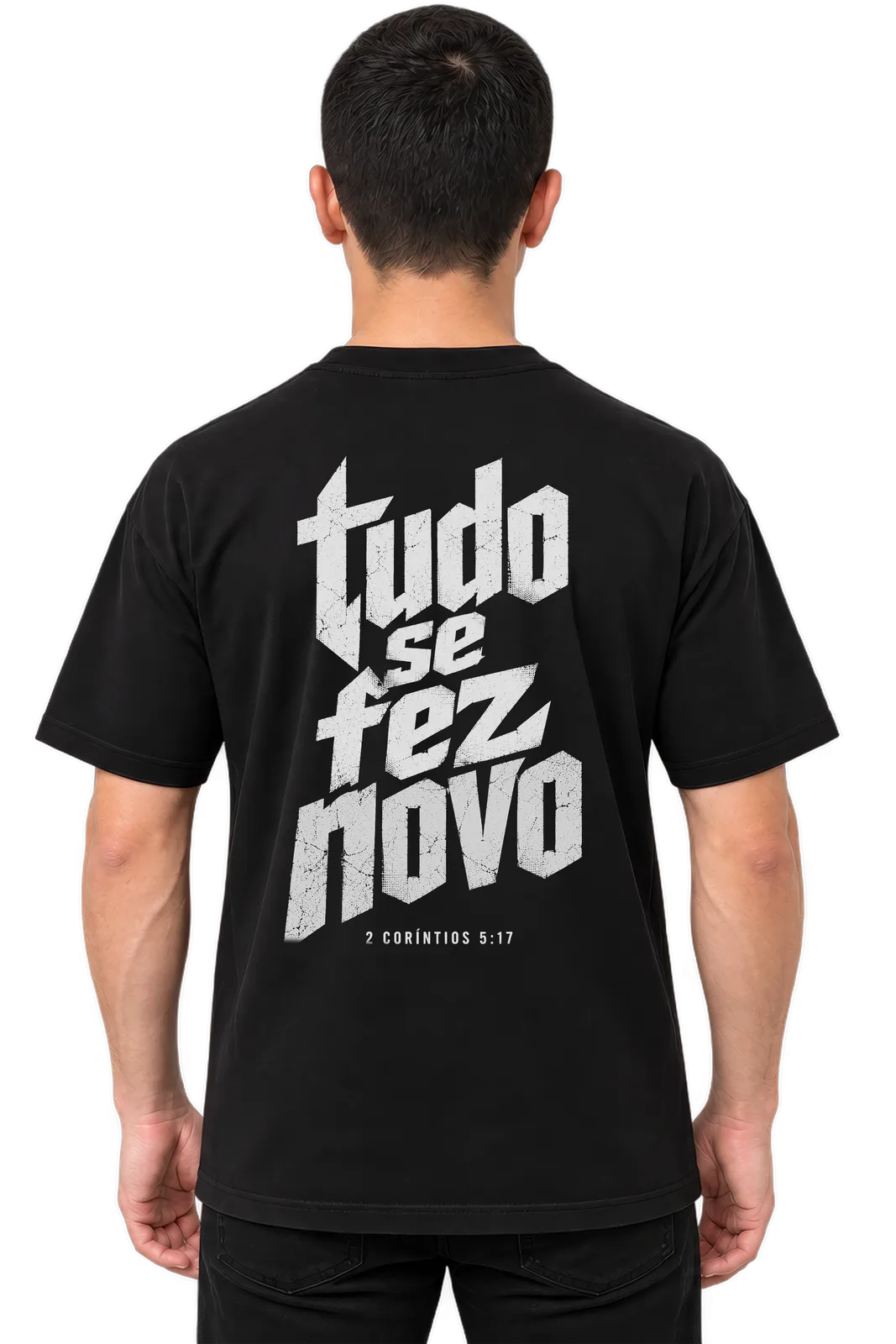Camiseta Oversized Tudo se faz novo — Preta — foto 1 de 3